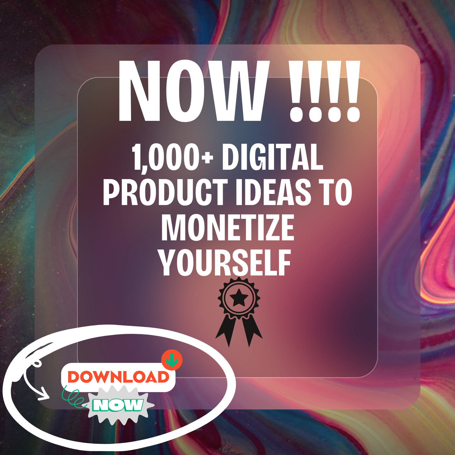 1,000+ Digital Product Ideas eBook cover with templates and planners for monetizing skills online.