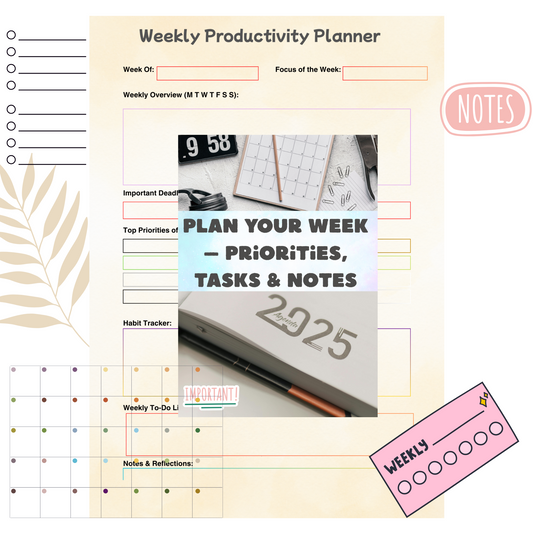 Weekly Planner PDF for productivity and organization